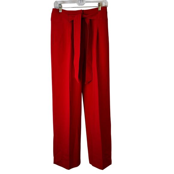 Boden Melina Paperbag Trousers Red Wide Leg High Rise Tie Waist Size 6 NWT - Picture 2 of 11